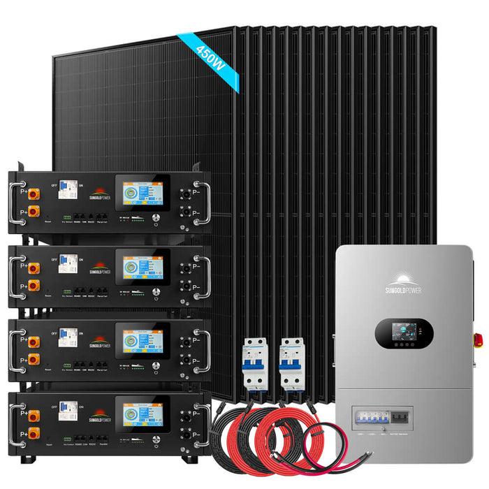 Sungold Power Off-Grid Solar Kit 12000W 48VDC 120/240VAC 20.48KWH Lithium Battery 16 X 450 Watts Solar Panels (FR-12K20CP/ FR-12K20CE)