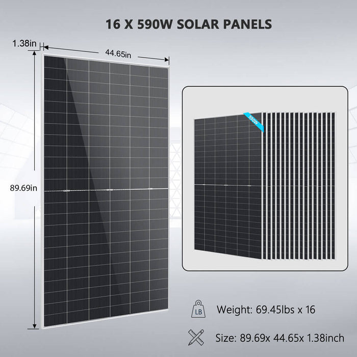 Sungold Power Off-Grid Solar Kit 12000W 48VDC 120/240VAC 30.72KWH Lithium Battery 16 X 590 Watts Solar Panels (FR-12K30CP/ FR-12K30CE)