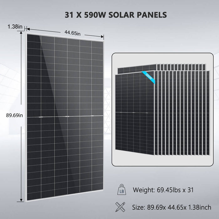 Sungold Power Off-Grid Solar Kit 24KW 48VDC 120/240VAC 61.44KWH-64.28KWH Lithium Battery 31 X 590 Watts Solar Panels (FR-24K60CP/ FR-24K64PM)