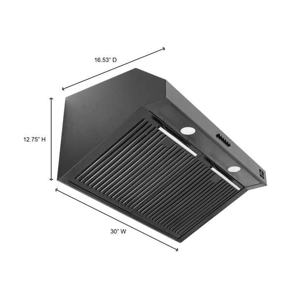 Forno Espresso Bari 30" 600 CFM Under Cabinet Range Hood with LED Lighting, Dishwasher-Safe Baffle Filters, 3-Speed Fan Control - Stainless Steel, Black, or White (FRHUC5255-30)