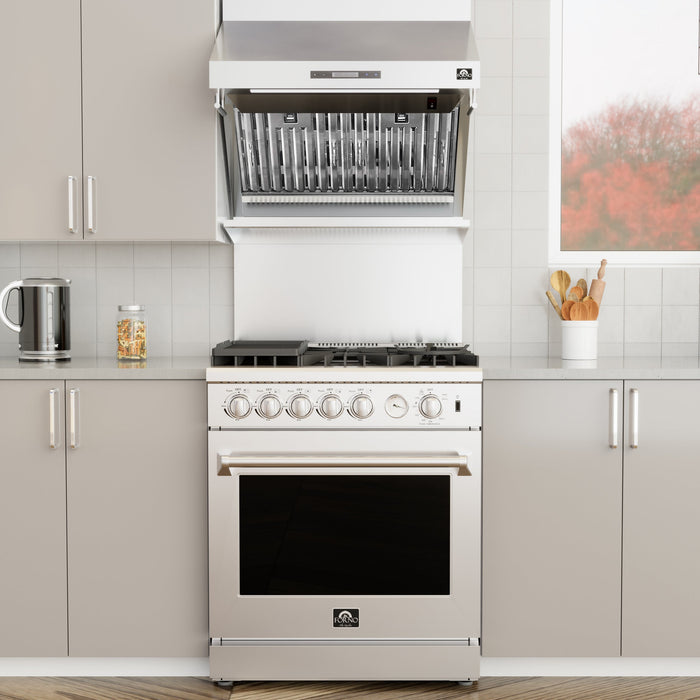 Forno Savona 30" 600 CFM Wall Mount Range Hood with Back Splash and Baffle Filters (FRHWM5029-30)