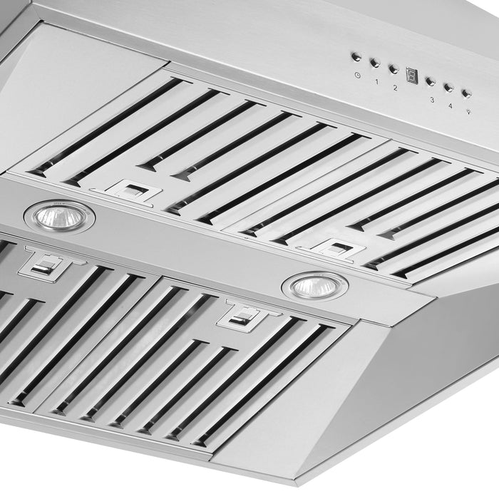 Forno Orvieto 30" 600 CFM Wall Mount Range Hood in Stainless Steel with Baffle Filters &amp; Chimney (FRHWM5094-30)