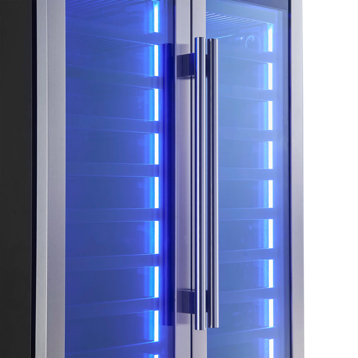 Forno Campania 32" 120 Bottle Triple Zone French Door Wine Cooler with 2 Beverage Drawers (FWCDR6635-32S)