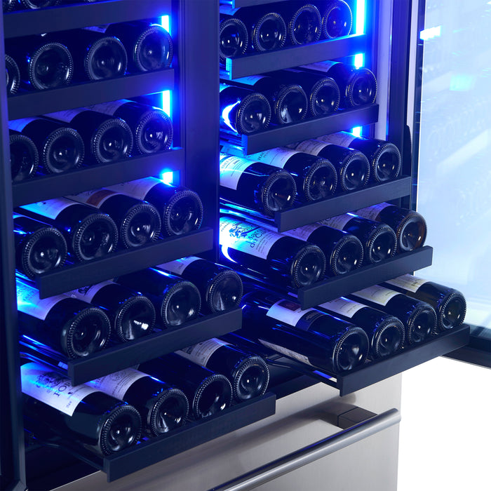 Forno Campania 32" 120 Bottle Triple Zone French Door Wine Cooler with 2 Beverage Drawers (FWCDR6635-32S)