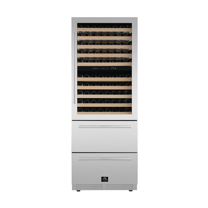 Forno Celano 30" 21.3 cu.ft. 150 Bottle and 252 Can Dual Zone Wine Cooler in Stainless Steel (FWCDR6697-30S)