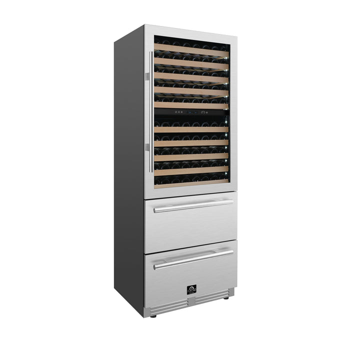 Forno Celano 30" 21.3 cu.ft. 150 Bottle and 252 Can Dual Zone Wine Cooler in Stainless Steel (FWCDR6697-30S)