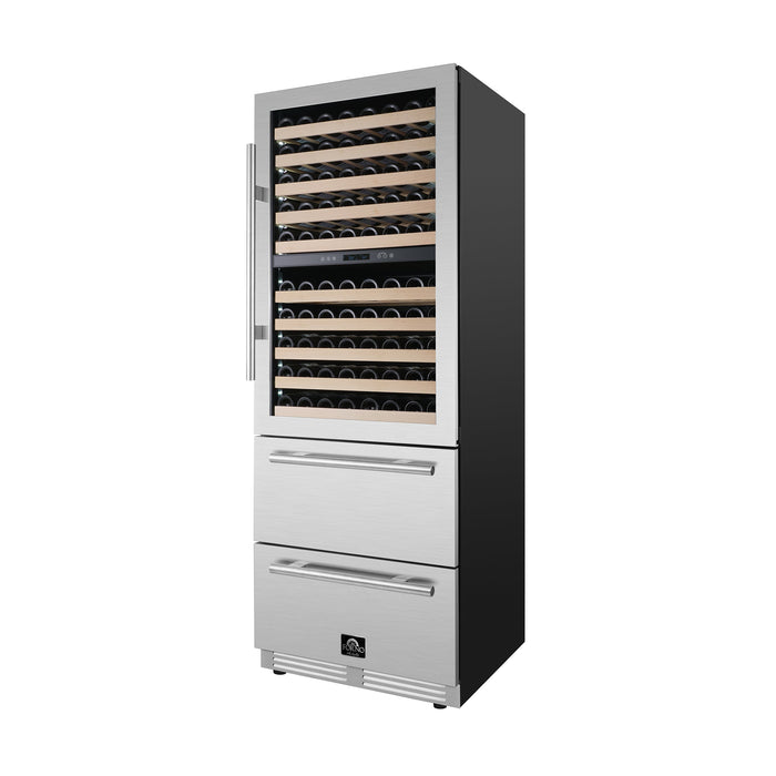 Forno Celano 30" 21.3 cu.ft. 150 Bottle and 252 Can Dual Zone Wine Cooler in Stainless Steel (FWCDR6697-30S)