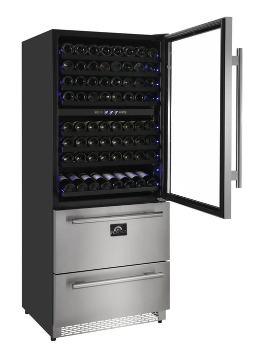 Forno 30 in. 144 Bottle & 200 Can Triple Zone Wine Cooler, FWCDR6661-30S