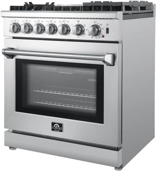 Forno 30 In. Breno Dual Fuel Range in Stainless Steel 5 Italian Burners FRB, FFSGS6196-30