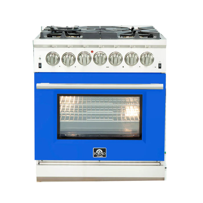 Forno Capriasca 30″ Freestanding Duel Fuel Range with 5 Burners - Stainless Steel and Colored Door Options (FFSGS6187-30)