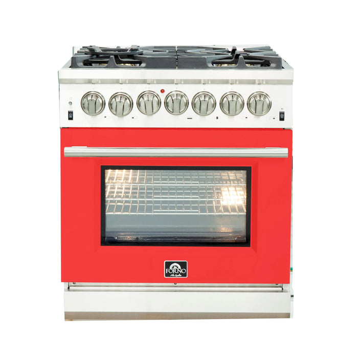Forno Capriasca 30″ Freestanding Duel Fuel Range with 5 Burners - Stainless Steel and Colored Door Options (FFSGS6187-30)