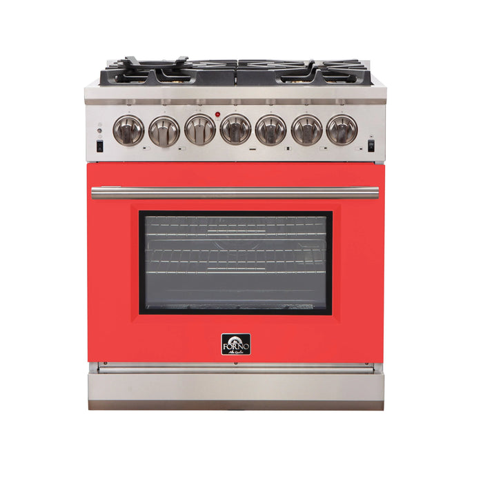 Forno Capriasca 30″ Freestanding Gas Range with 5 Burners - Stainless Steel and Colored Door Options (FFSGS6260-30)