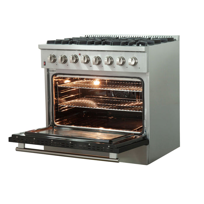 Forno 36″ Galiano Gas Burner / Electric Oven in Stainless Steel 6 Italian Burners FRB, FFSGS6156-36