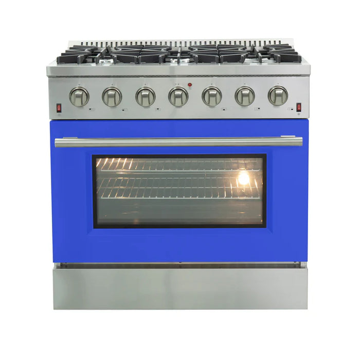 Forno Galiano 36" Freestanding Gas Range with 6 Burners - Stainless Steel and Colored Door Options (FFSGS6244-36)