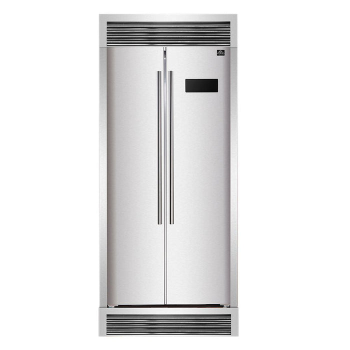 FORNO Salerno 33″ Side-by-Side 15.6 Cu.Ft. Stainless Steel Refrigerator with Grill Trim (FFRBI1805-37SG)