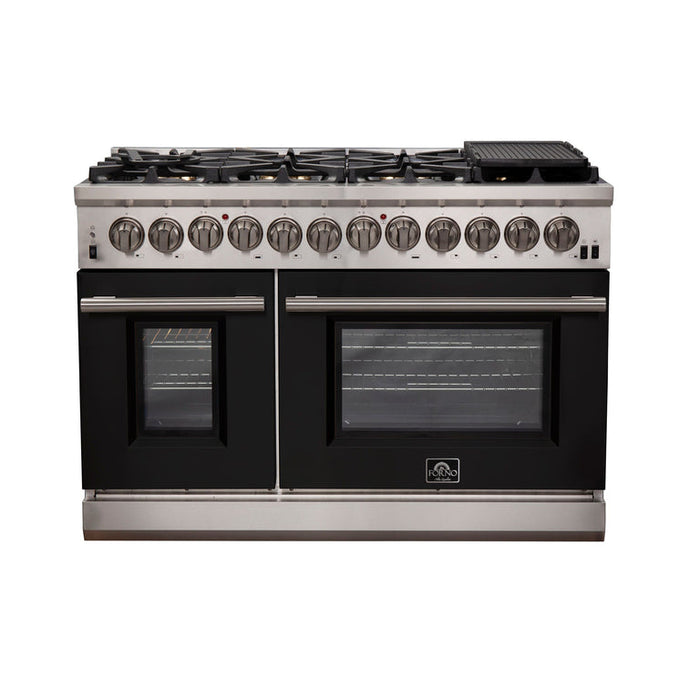 Forno 48″ Pro Series Capriasca Dual Fuel Gas Burner and Electric Oven in Stainless Steel 8 Italian Burners FRB, FFSGS6187-48