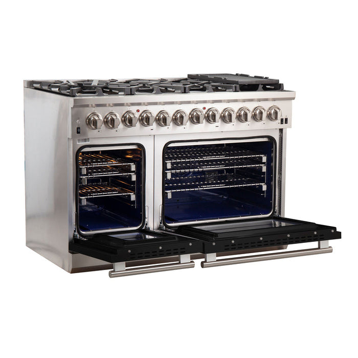 Forno 48″ Pro Series Capriasca Dual Fuel Gas Burner and Electric Oven in Stainless Steel 8 Italian Burners FRB, FFSGS6187-48