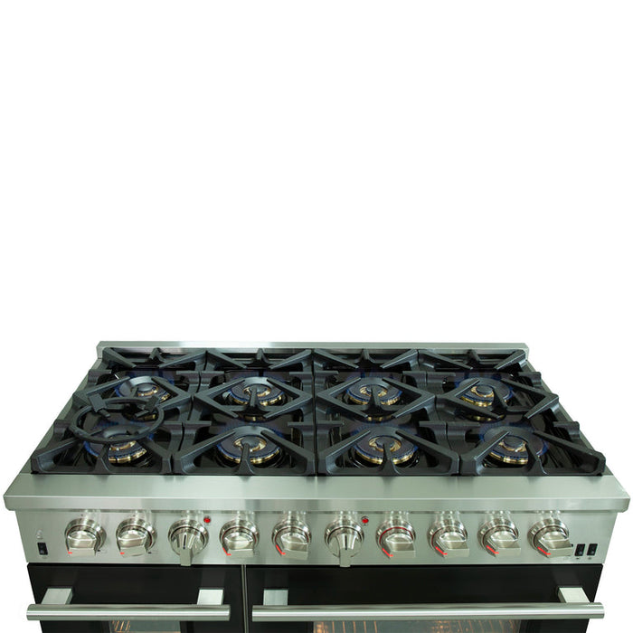 Forno 48″ Pro Series Capriasca Dual Fuel Gas Burner and Electric Oven in Stainless Steel 8 Italian Burners FRB, FFSGS6187-48