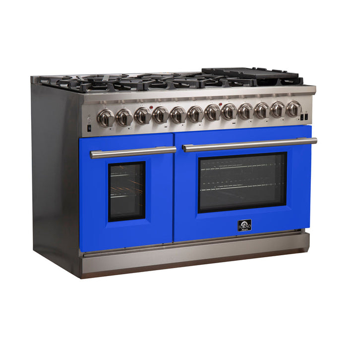 Forno 48″ Pro Series Capriasca Dual Fuel Gas Burner and Electric Oven in Stainless Steel 8 Italian Burners FRB, FFSGS6187-48