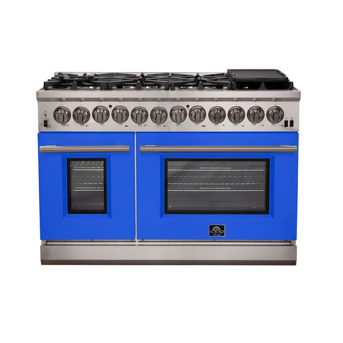 Forno 48″ Pro Series Capriasca Dual Fuel Gas Burner and Electric Oven in Stainless Steel 8 Italian Burners FRB, FFSGS6187-48