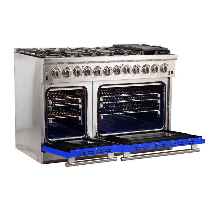 Forno 48″ Pro Series Capriasca Dual Fuel Gas Burner and Electric Oven in Stainless Steel 8 Italian Burners FRB, FFSGS6187-48