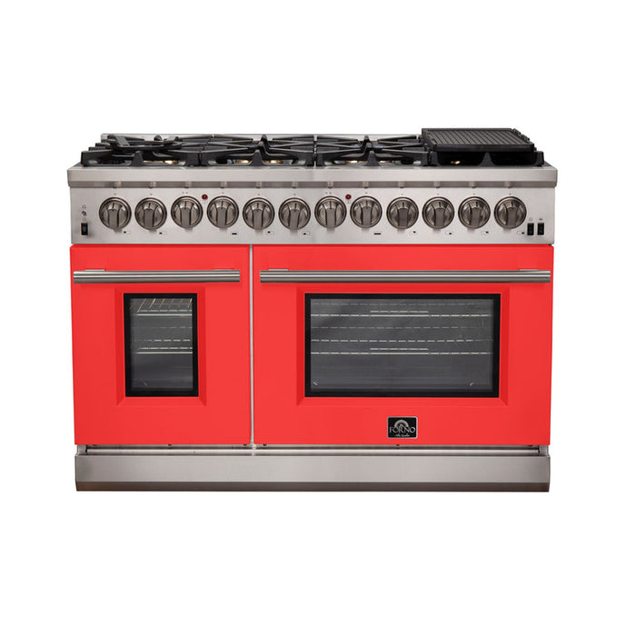 Forno 48″ Pro Series Capriasca Dual Fuel Gas Burner and Electric Oven in Stainless Steel 8 Italian Burners FRB, FFSGS6187-48