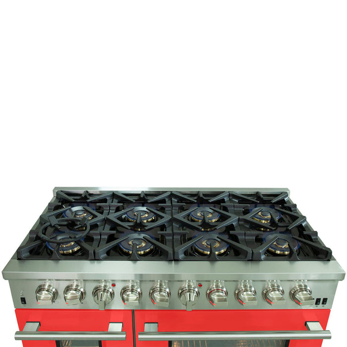 Forno 48″ Pro Series Capriasca Dual Fuel Gas Burner and Electric Oven in Stainless Steel 8 Italian Burners FRB, FFSGS6187-48