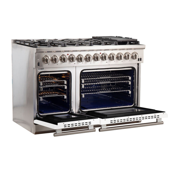 Forno 48″ Pro Series Capriasca Dual Fuel Gas Burner and Electric Oven in Stainless Steel 8 Italian Burners FRB, FFSGS6187-48