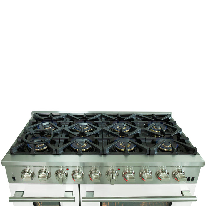 Forno 48″ Pro Series Capriasca Dual Fuel Gas Burner and Electric Oven in Stainless Steel 8 Italian Burners FRB, FFSGS6187-48