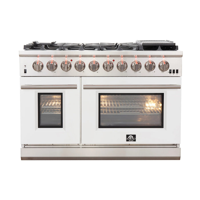 Forno Capriasca 48″ Freestanding Gas Range with 8 Burners - Stainless Steel and Colored Door Options (FFSGS6260-48)