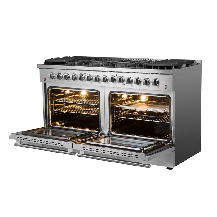 Forno Galiano 60 In. 8.64 cu. ft. Professional Freestanding Dual Fuel Range in Stainless Steel, FFSGS6156-60