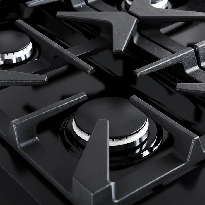 Forno Antico 36" Gas Range with 6 Burners - Black or White, Antique Brass Accents