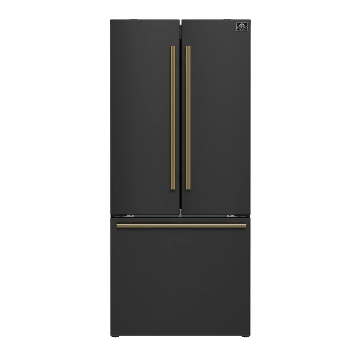 Forno Gallipoli 30" 17.5 Cu. Ft. No Frost French Door Refrigerator with Ice Maker | Stainless Steel, Black, White (FFFFD1974-31SB)