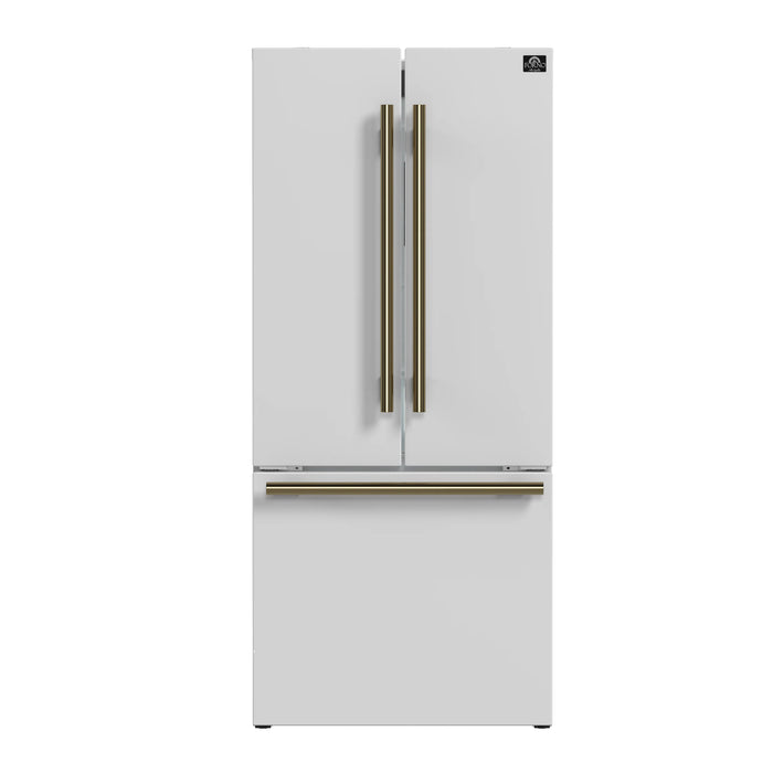 Forno Gallipoli 30" 17.5 Cu. Ft. No Frost French Door Refrigerator with Ice Maker | Stainless Steel, Black, White (FFFFD1974-31SB)