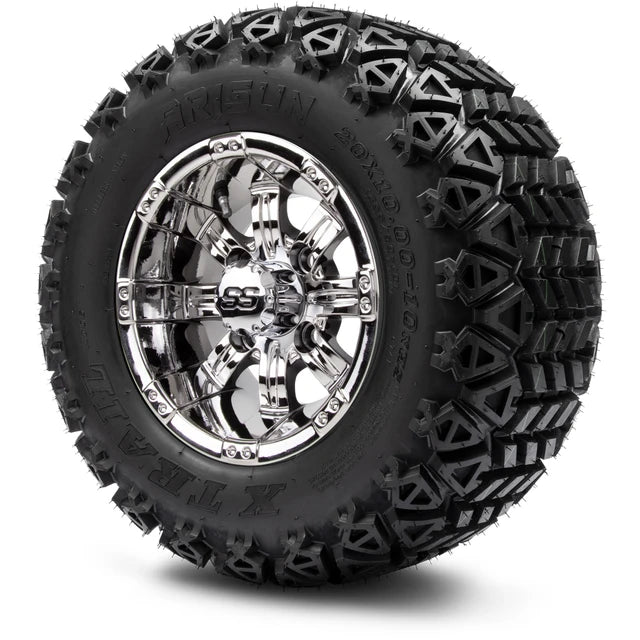 MODZ 10" Tempest Chrome Wheels & Off-Road Tires Combo