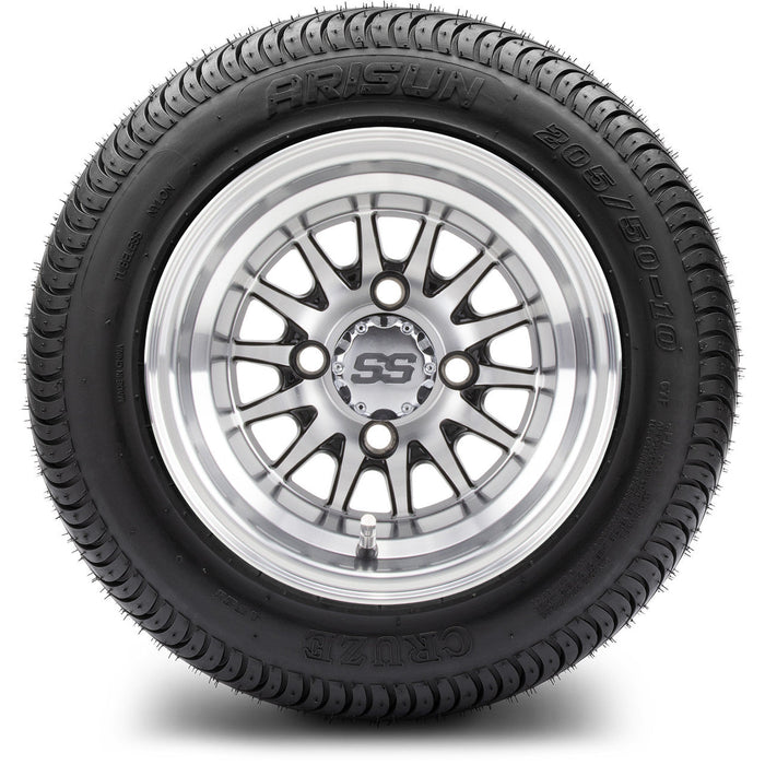MODZ 10' Medusa Machined Black - LowPro Tire and Wheel Combo