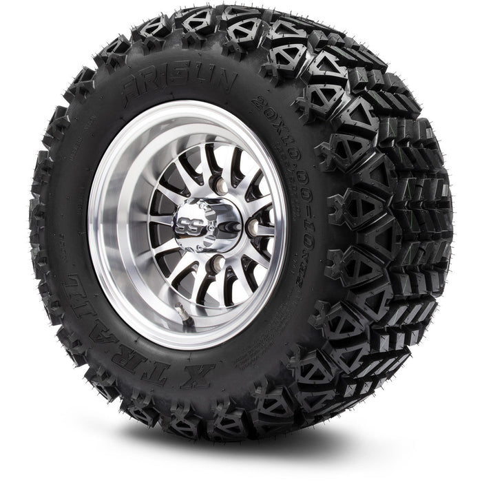 MODZ 10' Medusa Machined Black - LowPro Tire and Wheel Combo