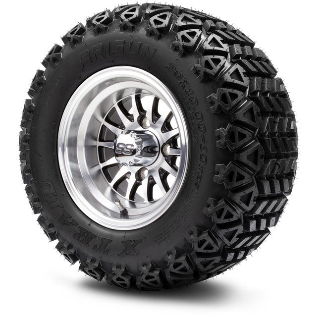 MODZ® 10" Medusa Machined Black Wheels & Off-Road Tires Combo