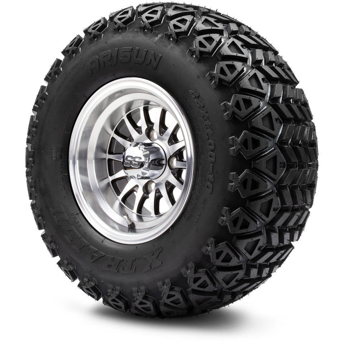 MODZ 10' Medusa Machined Black - LowPro Tire and Wheel Combo