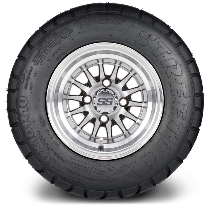 MODZ 10' Medusa Machined Black - LowPro Tire and Wheel Combo