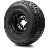 MODZ® 10" Steel D-Window Glossy Black Wheels & Street Tires Combo