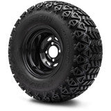 MODZ® 10" Steel D-Window Glossy Black Wheels & Off-Road Tires Combo