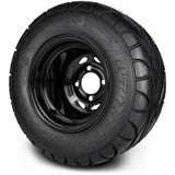 MODZ® 10" Steel D-Window Glossy Black Wheels & Street Tires Combo