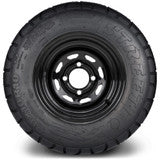 MODZ® 10" Steel D-Window Glossy Black Wheels & Street Tires Combo