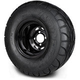 MODZ® 10" Steel D-Window Glossy Black Wheels & Street Tires Combo