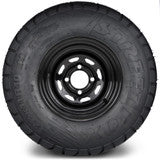 MODZ® 10" Steel D-Window Glossy Black Wheels & Street Tires Combo