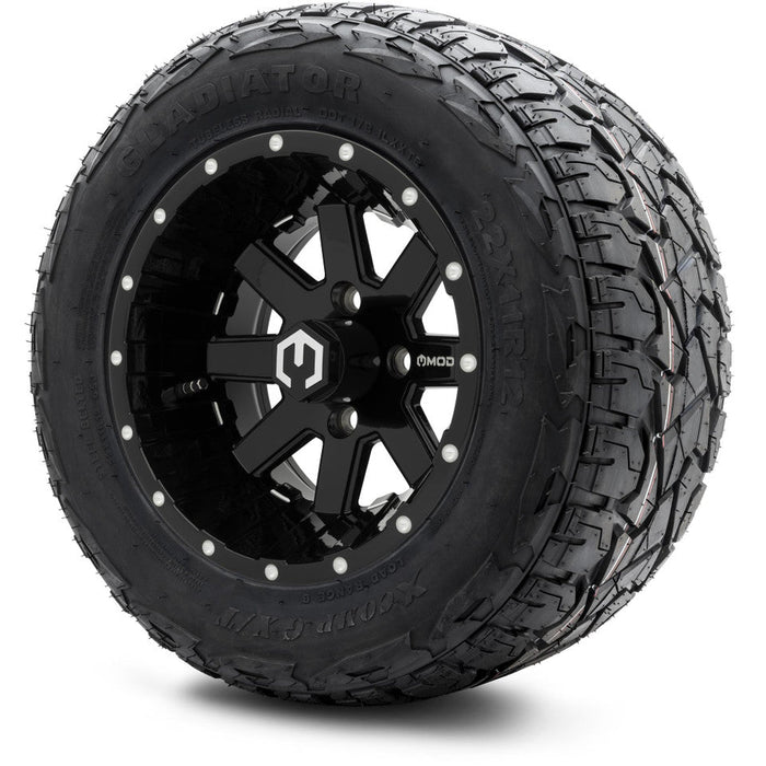 MODZ 12' Assault Glossy Black - Tire and Wheel Combo