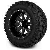 MODZ® 12" Assault Glossy Black with Ball Mill - Lifted Tires and Wheels Combo