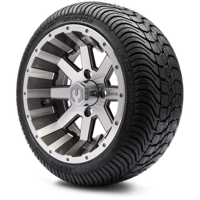 MODZ 12" Assault Machined Gunmetal Wheels & Street Tires Combo