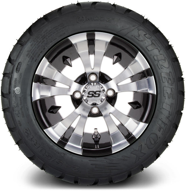 MODZ® 12" Vampire Machined Black Wheels & Street Tires Combo